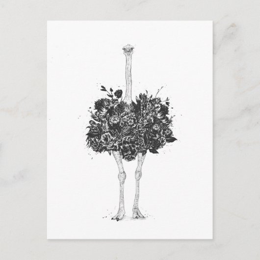 Floral ostrich briefkaart (Voorkant)