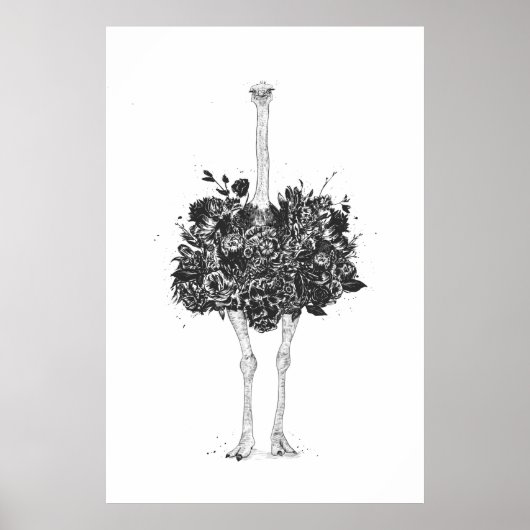 Floral ostrich poster (Voorkant)