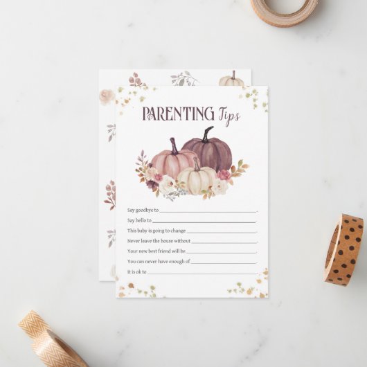 Floral Ouderschap tips, nieuw ouderadvies Notitiekaartje (Voorkant / Achterkant in situ)