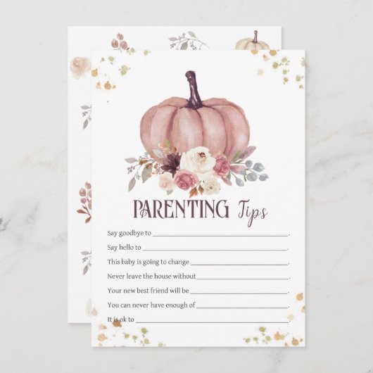 Floral Ouderschap Tips, Ouders-to-be Advies Notitiekaartje (Voorkant / Achterkant)