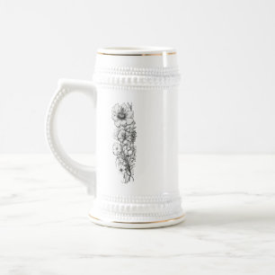 Floral Outline Art - 22 oz Stein Mok Design