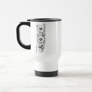 Floral Outline Art Reizen/pendelaar Mok 15 oz