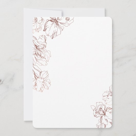 Floral Outline Design in Yellow Mustard BG Wedding Kaart (Achterkant)