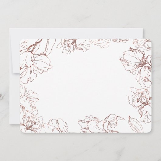 Floral Outline Design in Yellow Mustard BG Wedding Save The Date (Achterkant)