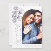 Floral Outline Lavender sparen de DatumFotokaart Save The Date (Voorkant)