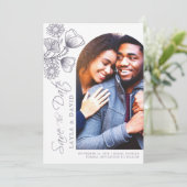 Floral Outline Lavender sparen de DatumFotokaart Save The Date (Staand voorkant)