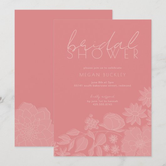 Floral Outline Vrijgezellenfeest Kaart (Voorkant / Achterkant)