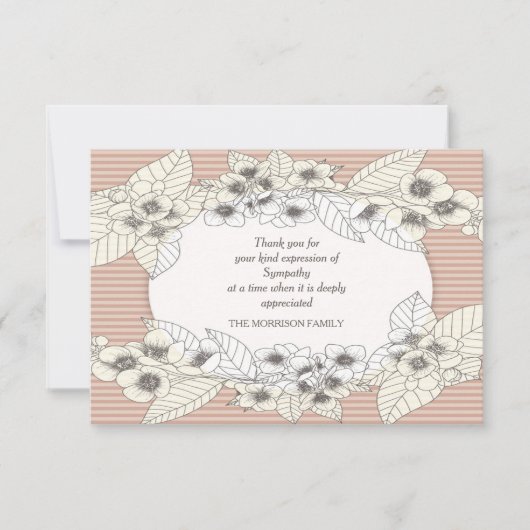 Floral Oval Bereavement Hartelijk dank Bedankkaart (Voorkant)