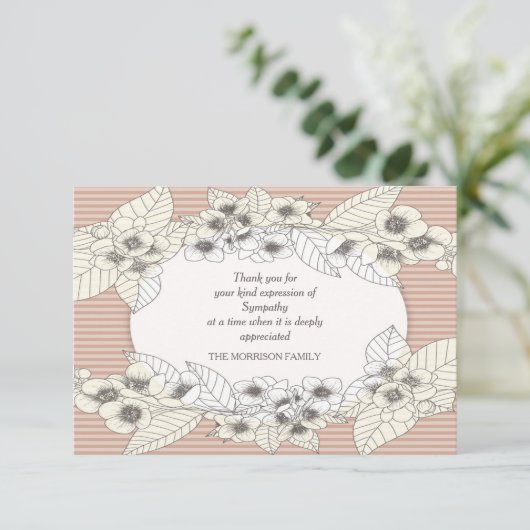 Floral Oval Bereavement Hartelijk dank Bedankkaart (Staand voorkant)