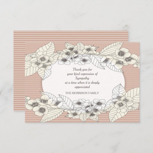 Floral Oval Bereavement Hartelijk dank Bedankkaart (Voorkant / Achterkant)