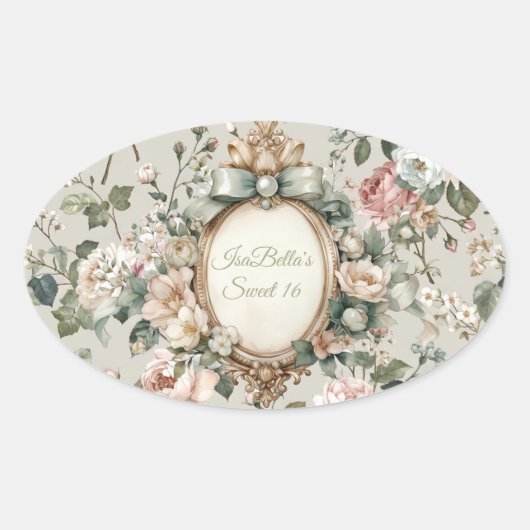 Floral Oval Stickers for Invitations & Favors (Voorkant)