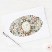 Floral Oval Stickers for Invitations & Favors (Envelop)