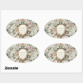 Floral Oval Stickers for Invitations & Favors (Vel)