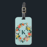 Floral Oval Wreatmonogram Bagagelabel<br><div class="desc">bloemmonogrammed bagagelabel met lichtblauwe (of pas met verschillende kleur aan) achtergrond.</div>