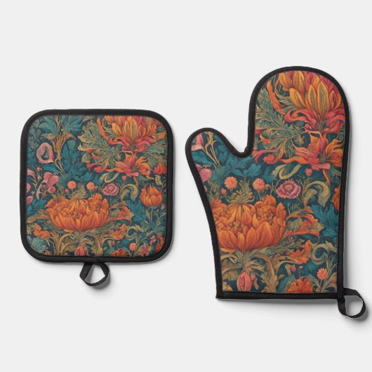 Floral Ovenwant & Pannenlap Set (Voorkant)