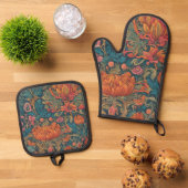 Floral Ovenwant & Pannenlap Set (Top down)