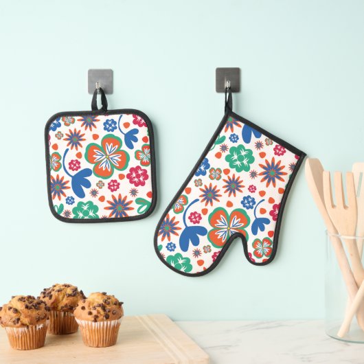 Floral Ovenwant & Pannenlap Set (Insitu(Ophanging))