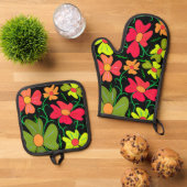 Floral Ovenwant & Pannenlap Set (Top down)