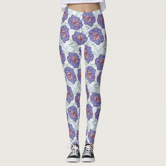 Floral over patroon terugzetten leggings (Voorkant)