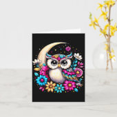 Floral Owl And Moon  Kaart (Gele Bloem)