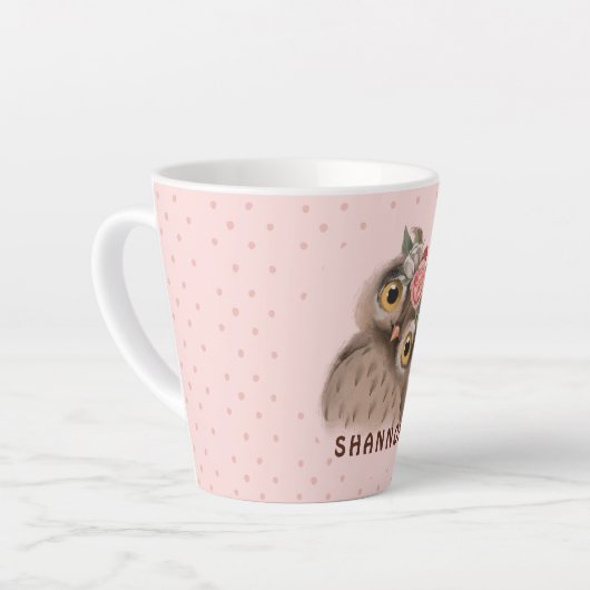 Floral Owl Latte Mok (Linkerhoek)