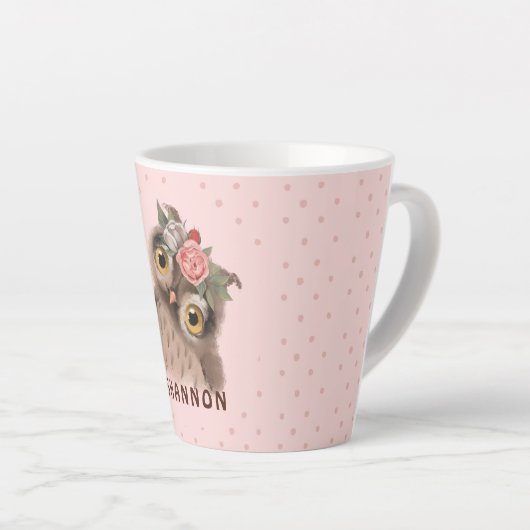 Floral Owl Latte Mok (Rechterhoek)