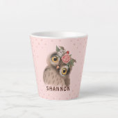 Floral Owl Latte Mok (Voorkant)