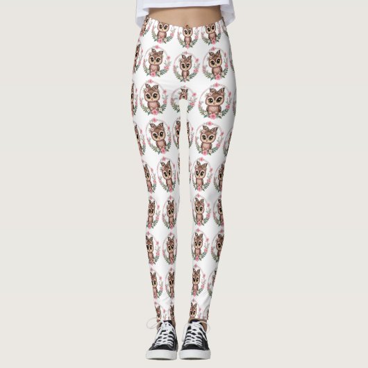 Floral Owl Princess Leggings (Voorkant)