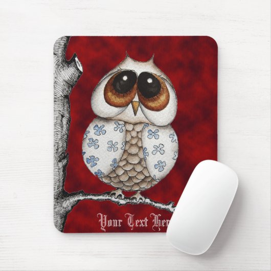 Floral Owl Red Mousepad Muismat (Met muis)