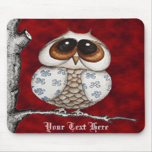 Floral Owl Red Mousepad Muismat