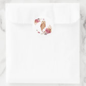 Floral Owl Ronde Sticker (Tas)