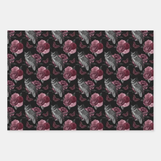 Floral Ownership met Butterflies op Black Inpakpapier Vel (Voorkant 2)