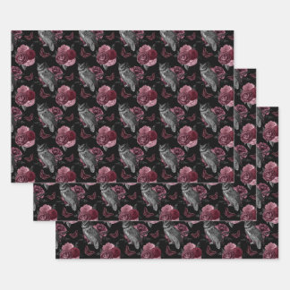 Floral Ownership met Butterflies op Black Inpakpapier Vel