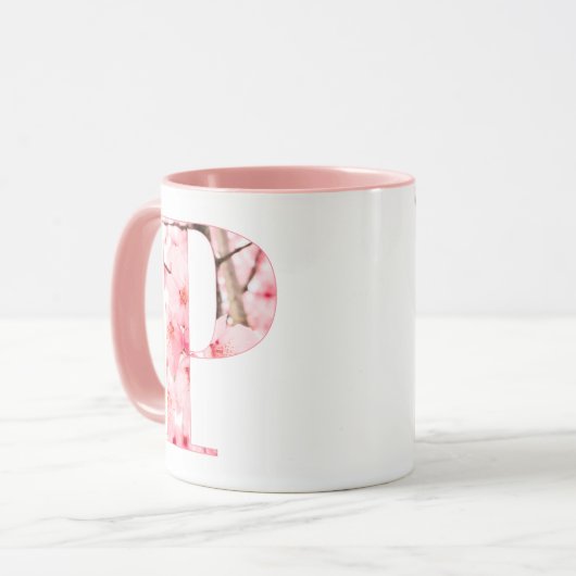 Floral P Initial Mug | Personalized Name & Traits Mok (Voorkant links)