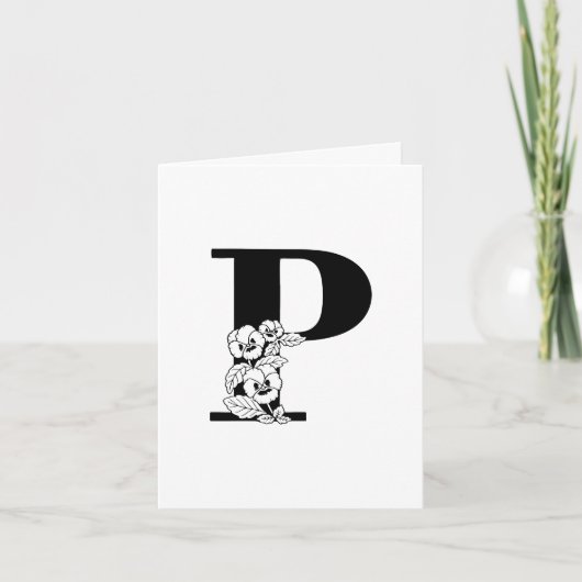 Floral P Monogram op witte noot Kaart (Voorkant)