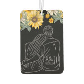 Floral paar cadeau Jubileum Initiaal naam auto Luchtverfrisser (Achterkant)