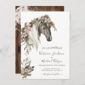 Floral Paard Ranch Bruiloft uitnodiging (Voorkant / Achterkant)
