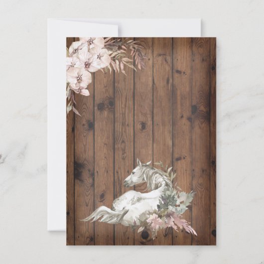 Floral Paard Ranch Bruiloft uitnodiging (Achterkant)