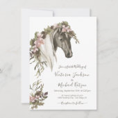 Floral Paard Ranch Bruiloft uitnodiging (Voorkant)