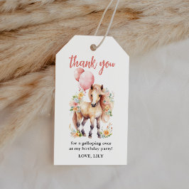 Floral Paard Verjaardag Dank u Favor Cadeaulabel