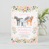 Floral Paard Verjaardag Kaart (Staand voorkant)