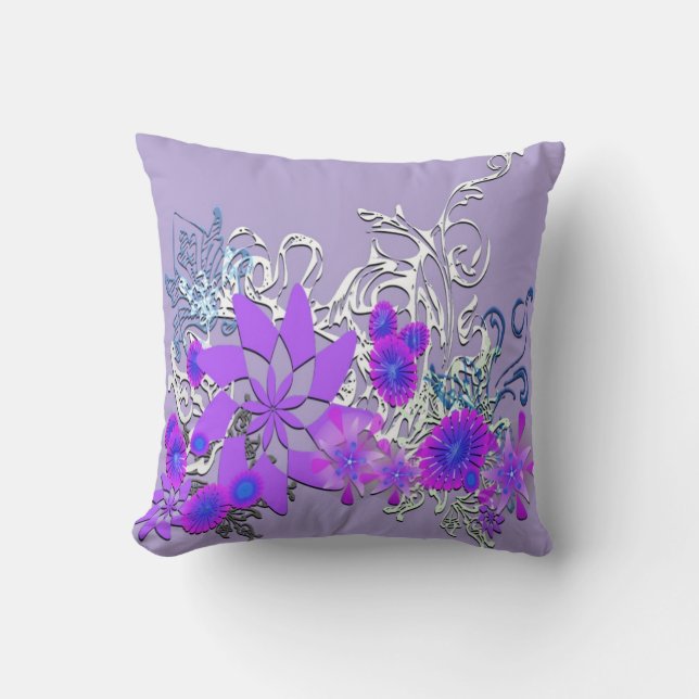 Floral Paars-American MoJo Pillow Kussen (Voorkant)