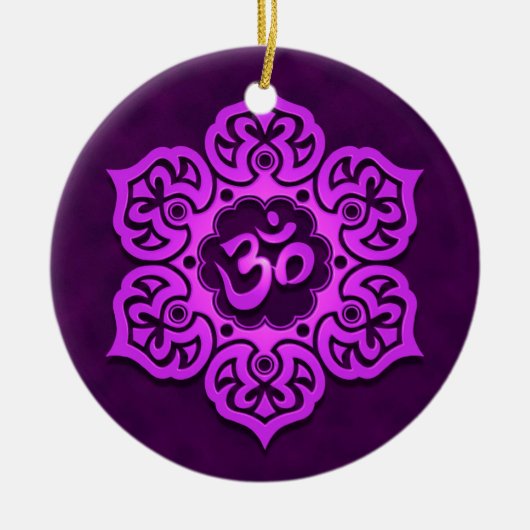 Floral Paars Aum Design Keramisch Ornament (Voorkant)