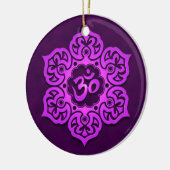 Floral Paars Aum Design Keramisch Ornament (Links)