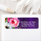 Floral Paars Birthday Waterverf Etiket (Insitu)