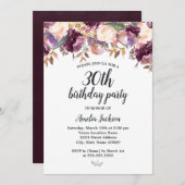Floral Paars Bloom Waterverf 30e verjaardag Kaart (Voorkant / Achterkant)