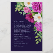 Floral Paars Blue Wedding Welcome Itinerary (Voorkant)