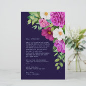 Floral Paars Blue Wedding Welcome Itinerary (Staand voorkant)