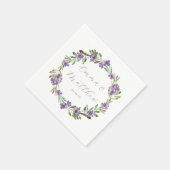 Floral Paars Botanical Wreatding Wedding Monogram Servet (Hoek)