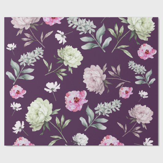 Floral Paars Cadeaupapier (Vlak)